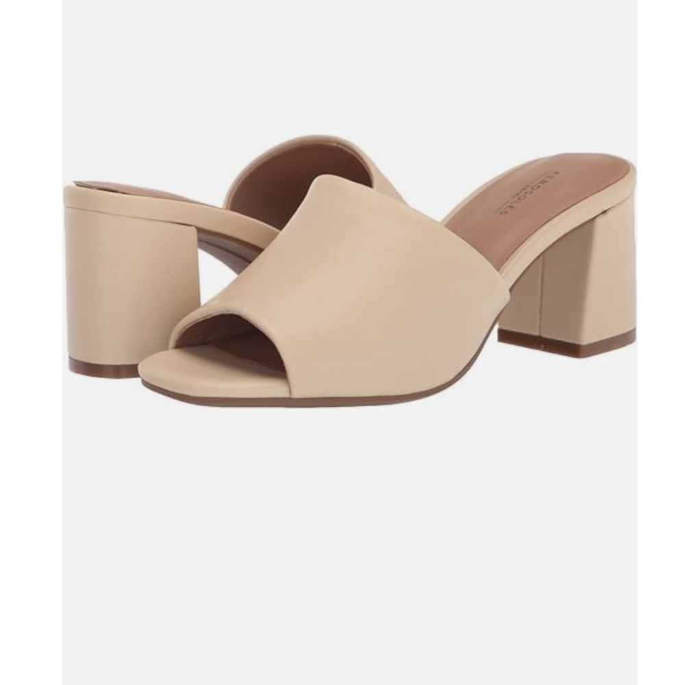 AEROSOLES Cream Block Heel Mules